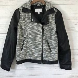 Leather and fabric jacket